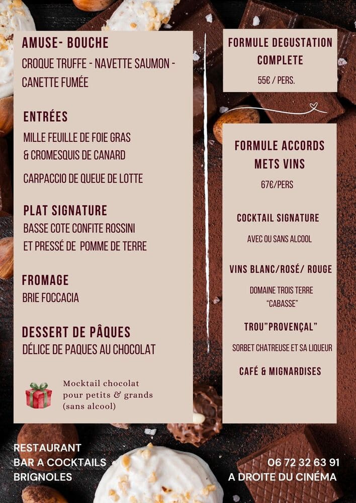 Menu Paques Antracte